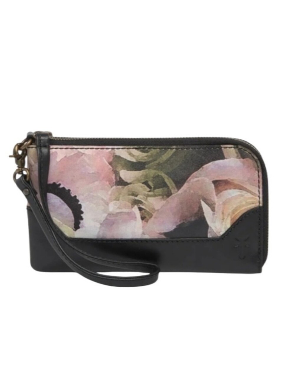 Frye Effie Black Floral Leather Wristlet-NWT
